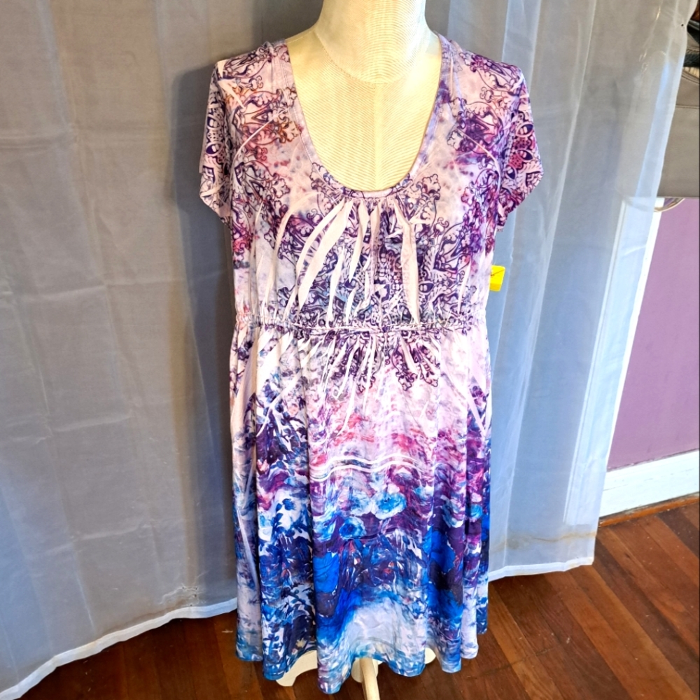 Kiara XXL Purple Dress Bohemian Design Short Sleeve Plus Size Summer Dress